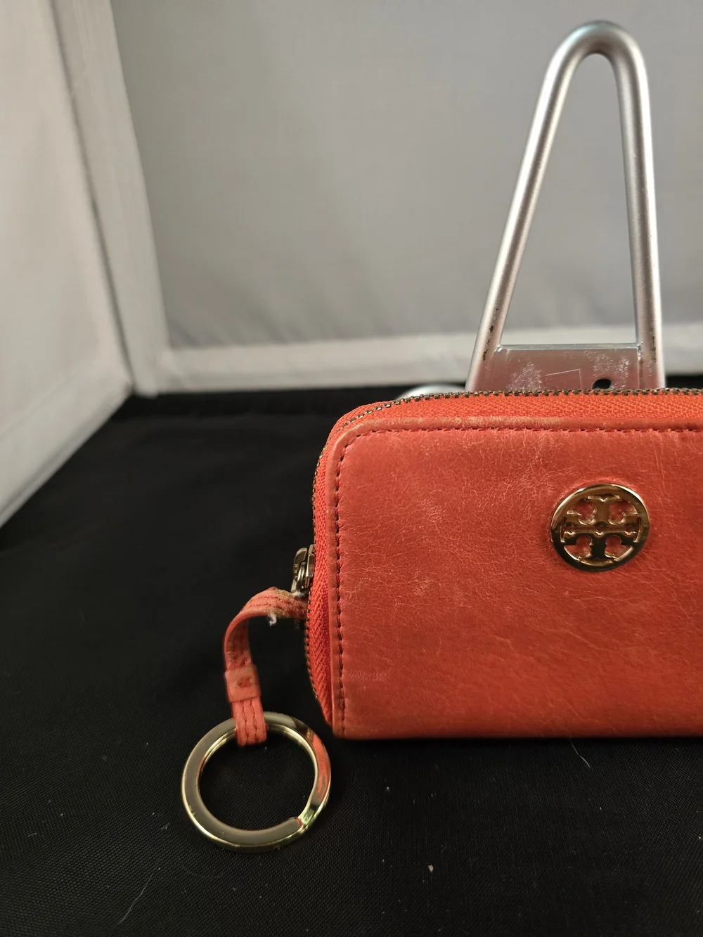 Tory Burch Orange Zip Card Case Keyring